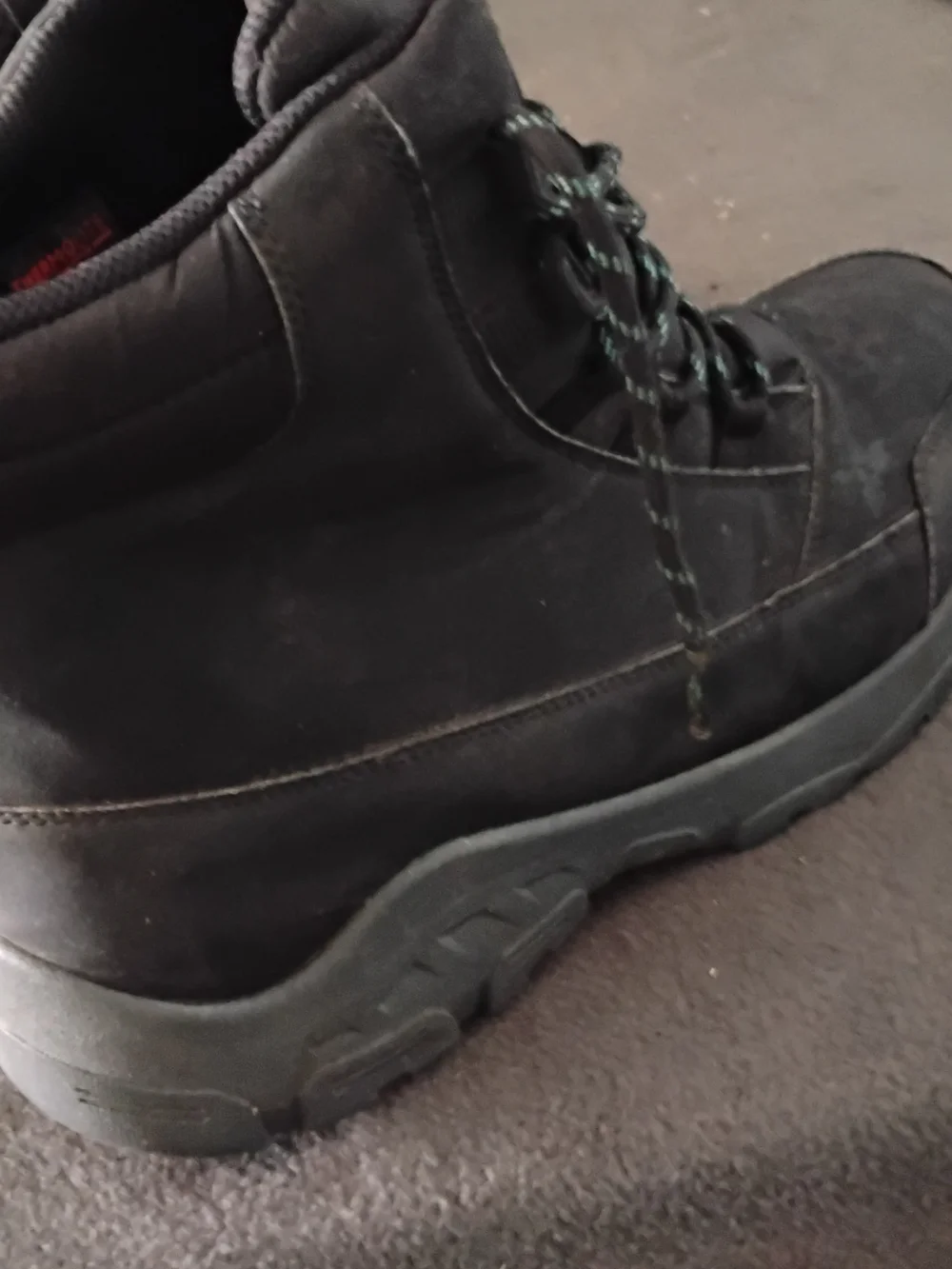 Men's Black Boots with Green-Thread Laces